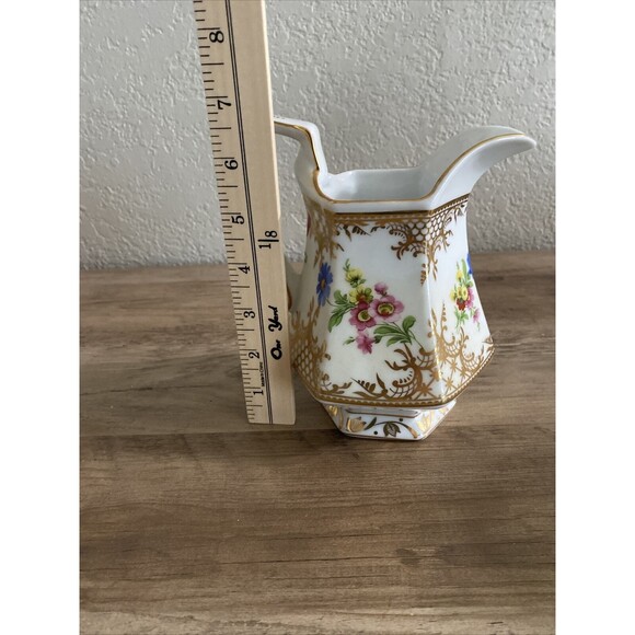 Royal Danube Small Pitcher  Multi Color Floral With Gold Trim Stamped 20oz - Picture 7 of 9